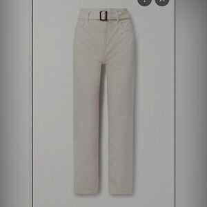 Reformation Jeans Womens 25 Bone  Organic Cynthia Belted High Rise Straight Leg